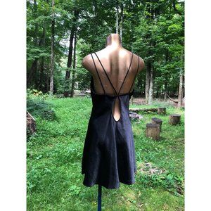 sz med super sexy black strappy satin keyhole slip